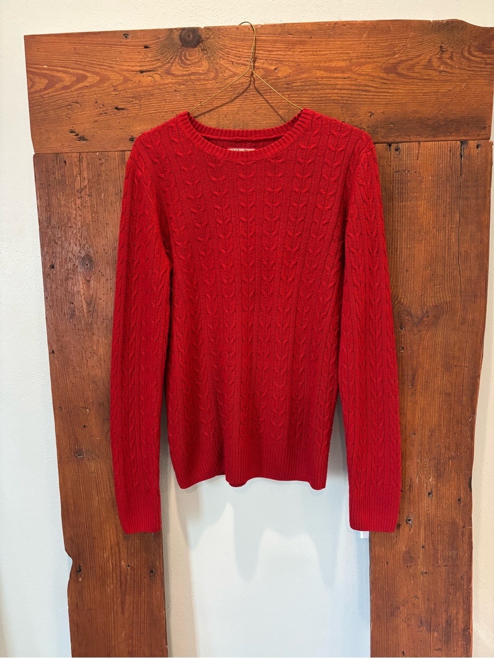 G.H. Bass & Co. Red Cable-Knit Crewneck Sweater